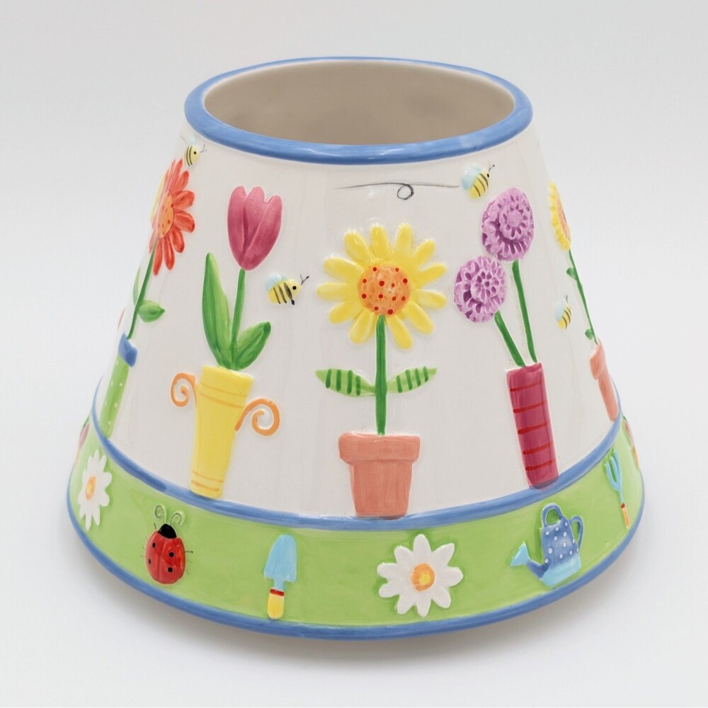 Yankee Candle Large Jar Shade Topper Garden Floral Bee Ladybug Spring Ceramic
